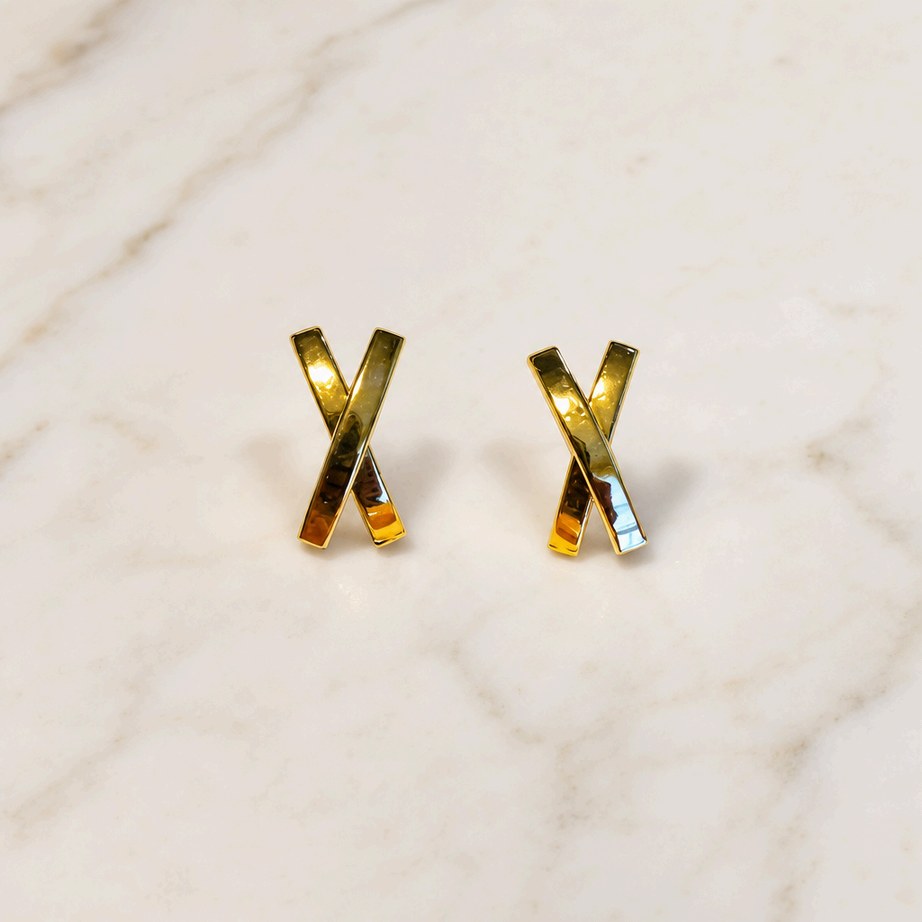 Aretes X en oro italiano
